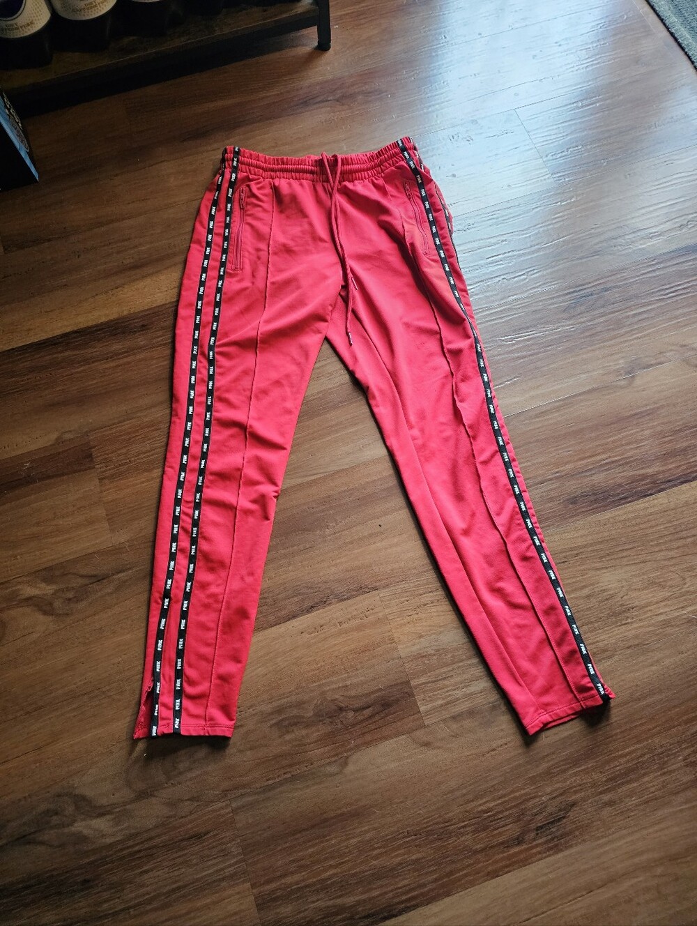 Victoria Pink Red Track Pants with Side Stripe